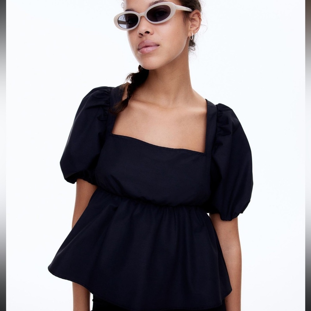 H&M White Puff Sleeve Blouse